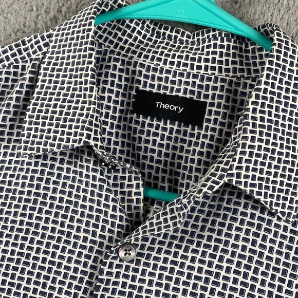 Theory Button Up Shirt Men's Medium Geometric Print Preppy Causal Formal Outdoor - Picture 4 of 10